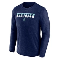 Men's Fanatics Heather Navy Seattle Kraken Transition Long Sleeve T-Shirt