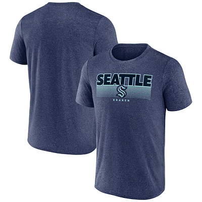 Men's Fanatics Heathered Deep Sea Blue Seattle Kraken Prodigy Performance T-Shirt