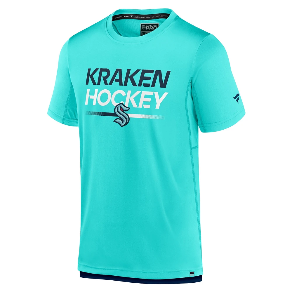 Men's Fanatics  Light Blue Seattle Kraken Authentic Pro Tech T-Shirt