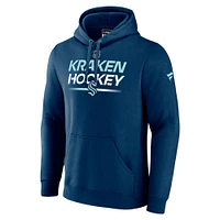 Sweat à capuche Fanatics Navy Seattle Kraken Authentic Pro pour hommes