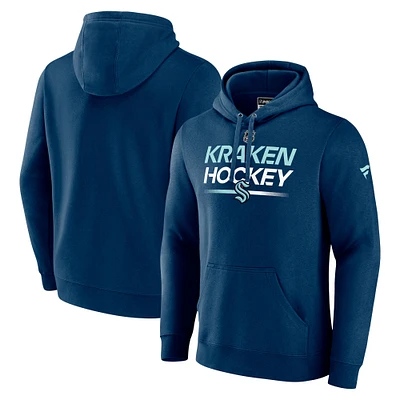 Sweat à capuche Fanatics Navy Seattle Kraken Authentic Pro pour hommes