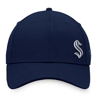 Casquette réglable Fanatics Navy Seattle Kraken Authentic Pro Road Offset Logo pour hommes