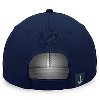 Casquette réglable Fanatics Navy Seattle Kraken Authentic Pro Road Offset Logo pour hommes