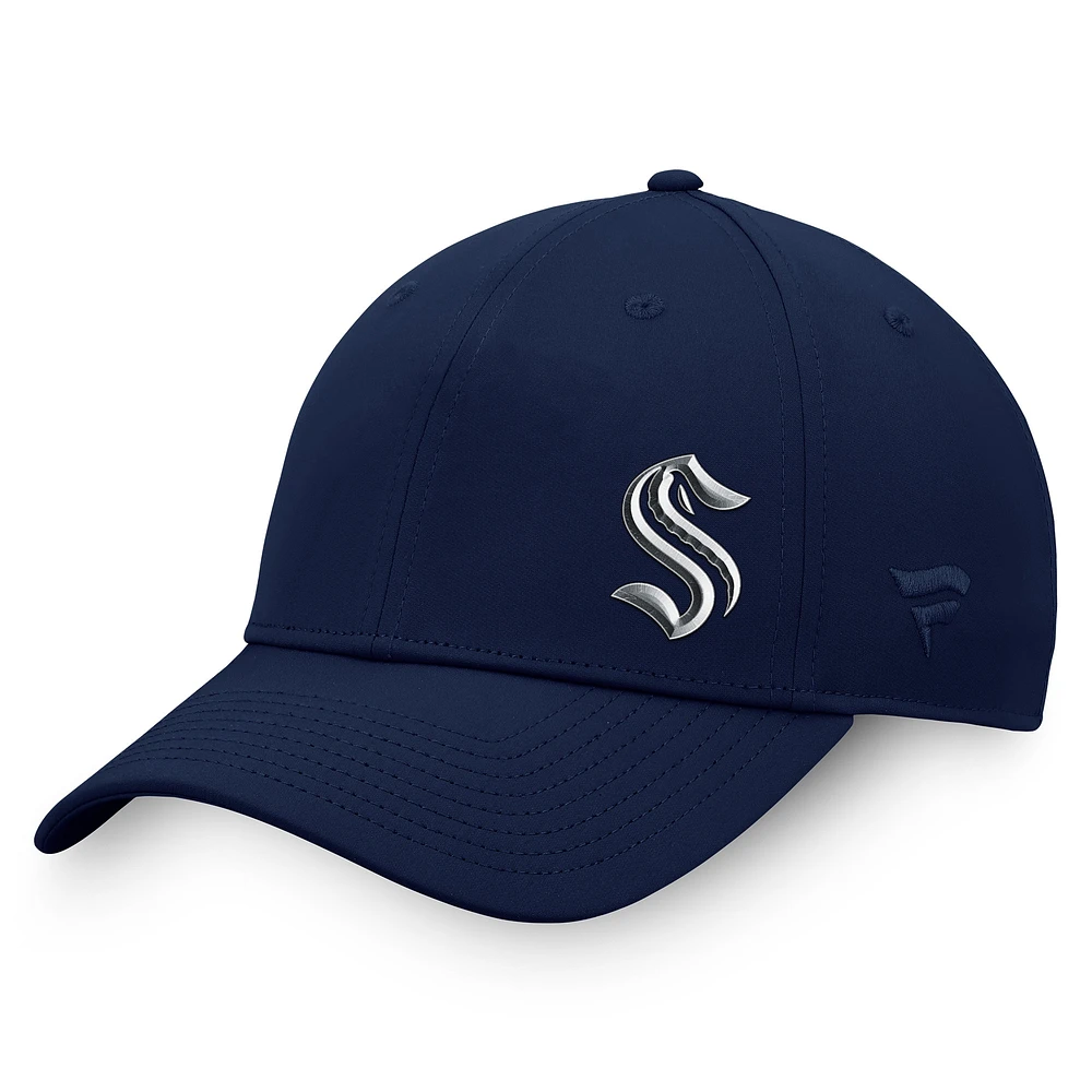 Men's Fanatics  Navy Seattle Kraken Authentic Pro Road Offset Logo Adjustable Hat