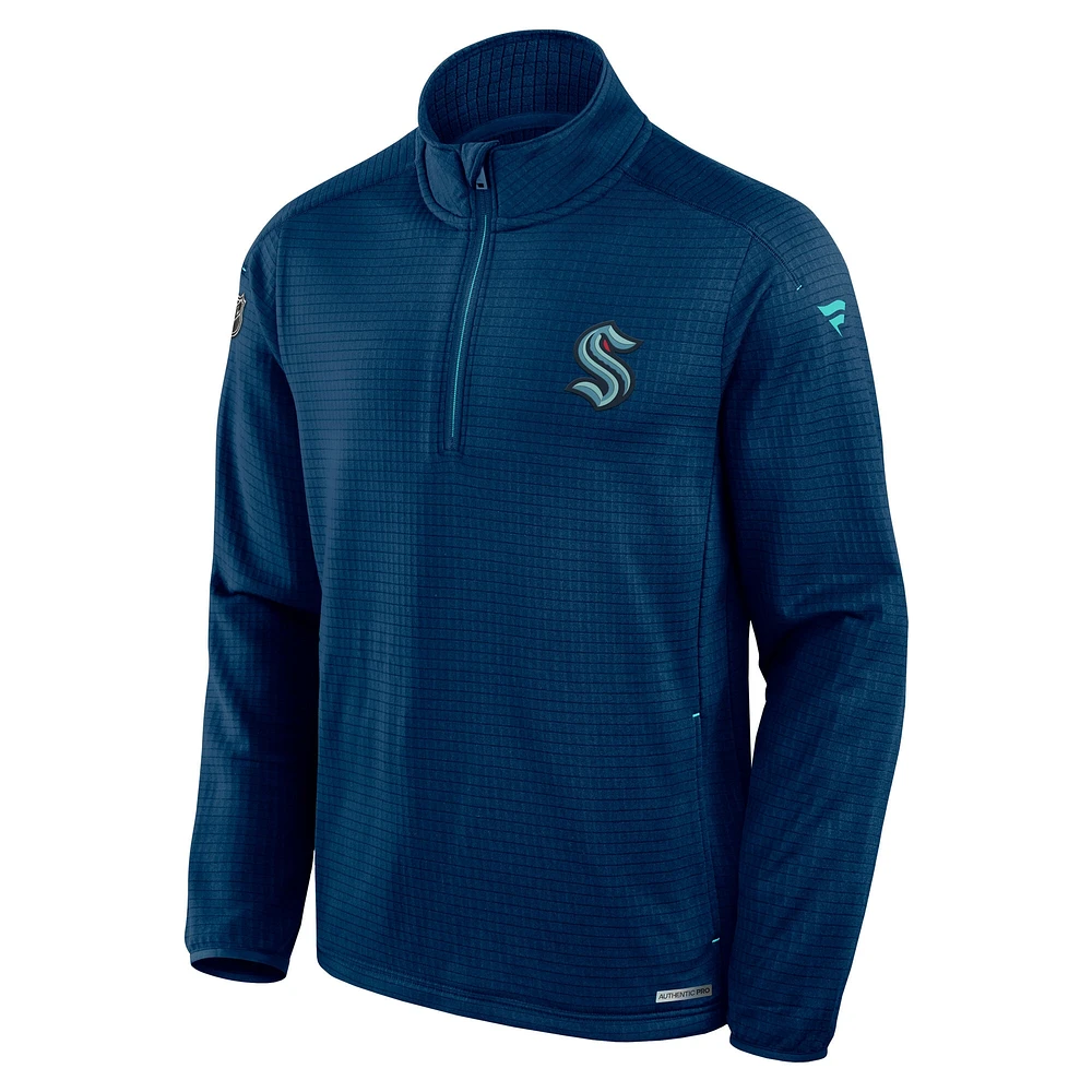 Men's Fanatics  Navy Seattle Kraken Big & Tall Authentic Pro Quarter-Zip Top