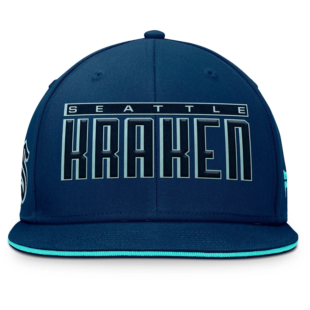 Men's Fanatics Navy Seattle Kraken Fundamental Gino Stack Snapback Hat