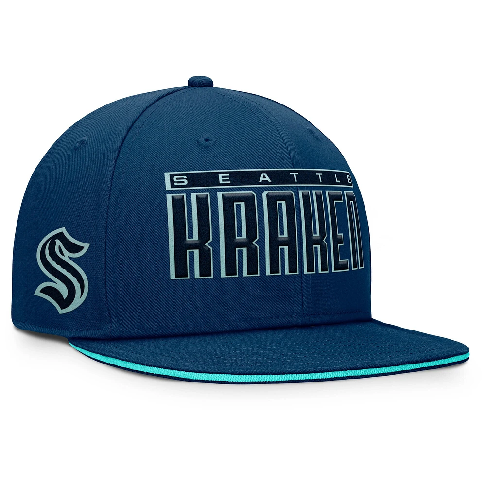 Casquette snapback Seattle Kraken Fundamental Gino Stack pour homme Fanatics bleu marine