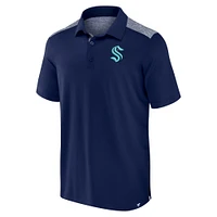 Polo emblématique en bloc brossé bleu marine Seattle Kraken Fanatics pour homme