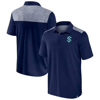 Polo emblématique en bloc brossé bleu marine Seattle Kraken Fanatics pour homme