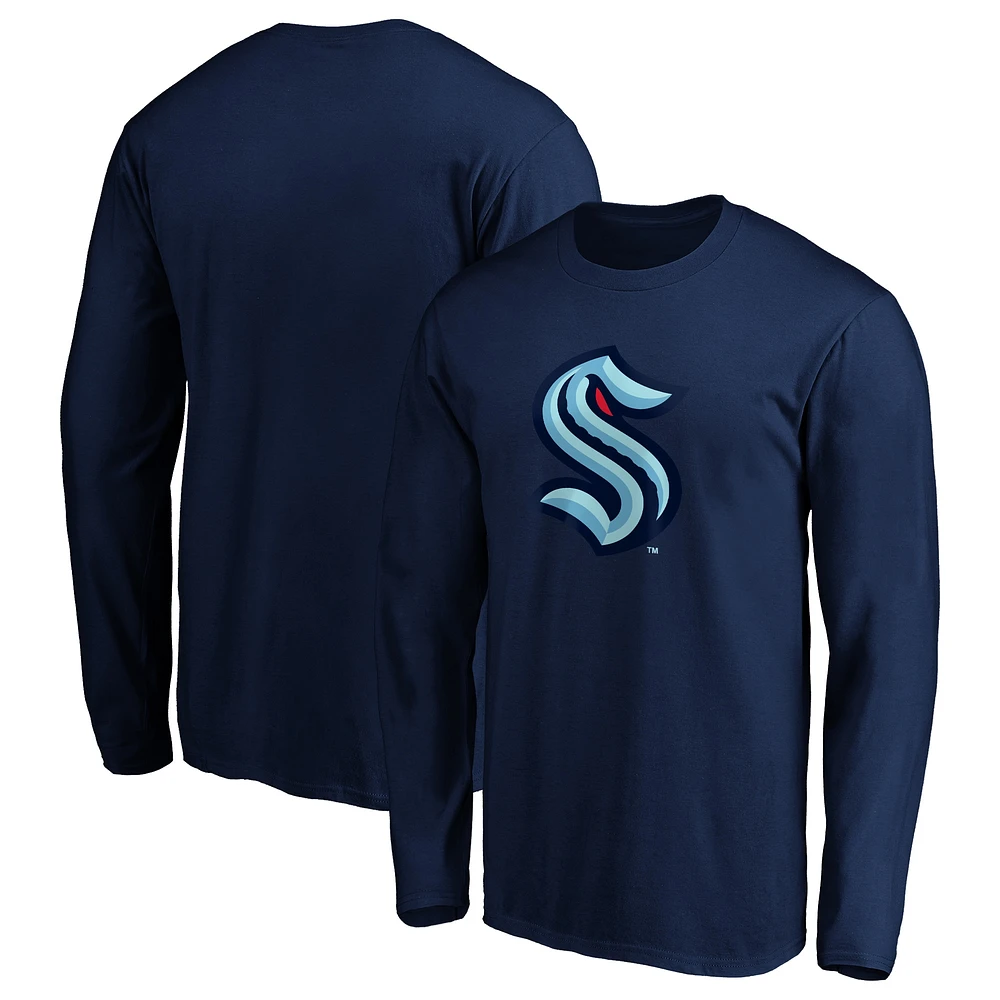 Men's Fanatics Navy Seattle Kraken Primary Logo Big & Tall Long Sleeve T-Shirt