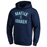 Men's Fanatics Navy Seattle Kraken Victory Arch Team Fitted Pullover Hoodie