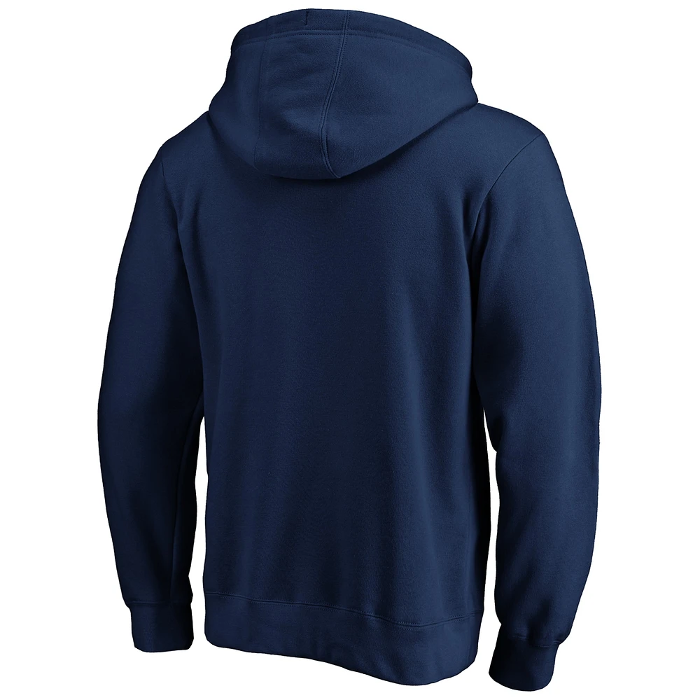 Men's Fanatics Navy Seattle Kraken Victory Arch Team Fitted Pullover Hoodie