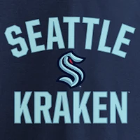 Men's Fanatics Navy Seattle Kraken Victory Arch Team Fitted Pullover Hoodie