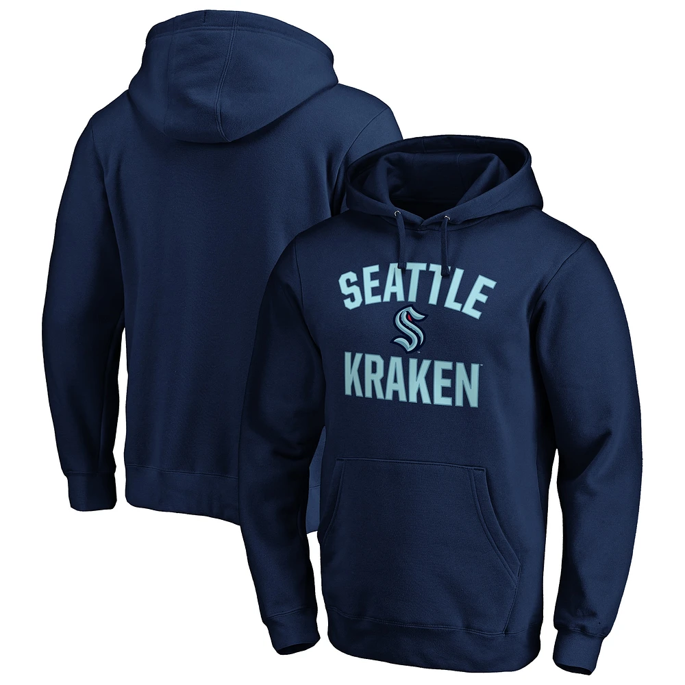 Sweat à capuche ajusté pour hommes Fanatics Navy Seattle Kraken Victory Arch Team