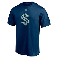 Fanatics pour hommes Philipp Grubauer Deep Sea Blue Seattle Kraken Authentic Stack Name & Number T-shirt