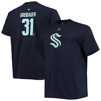 Men's Fanatics Philipp Grubauer Deep Sea Blue Seattle Kraken Big & Tall Name Number T-Shirt