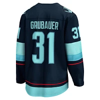 Maillot de joueur échappé à domicile Fanatics Philipp Grubauer Seattle Kraken pour hommes, bleu marine