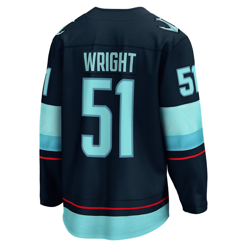 Fanatics pour hommes Shane Wright Deep Sea Blue Seattle Kraken Home Breakaway Player Maillot