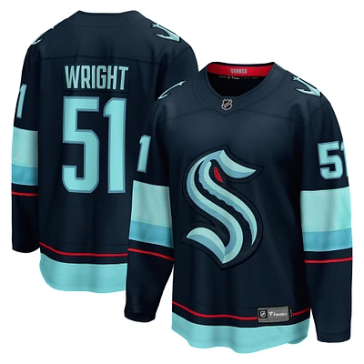 Fanatics pour hommes Shane Wright Deep Sea Blue Seattle Kraken Home Breakaway Player Maillot