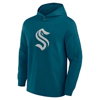 Men's Fanatics Teal Seattle Kraken Elements Blaze Tri-Blend Long Sleeve Hoodie T-Shirt