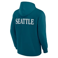 Men's Fanatics Teal Seattle Kraken Elements Blaze Tri-Blend Long Sleeve Hoodie T-Shirt