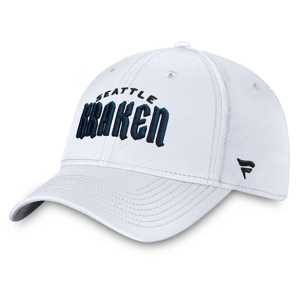 Casquette flexible blanche Seattle Kraken Wordmark Fanatics pour hommes