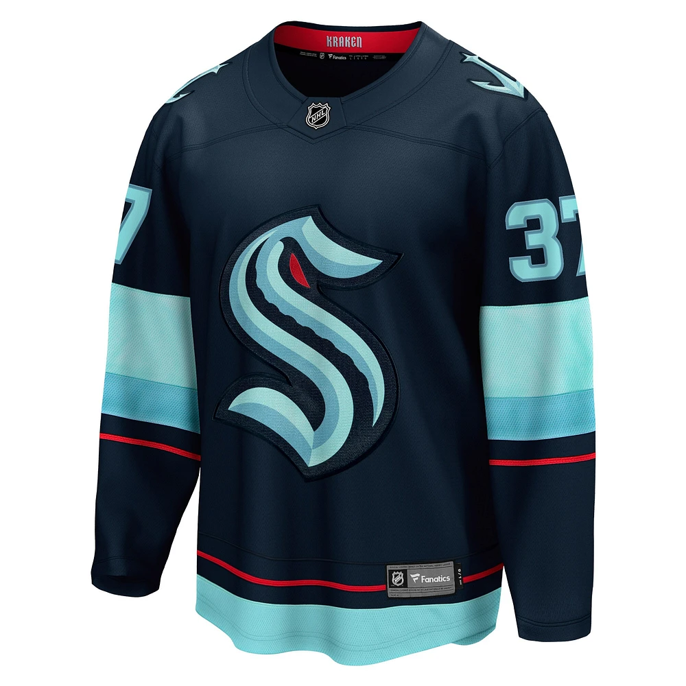 Fanatics pour hommes Yanni Gourde Deep Sea Blue Seattle Kraken Home Breakaway Player Maillot