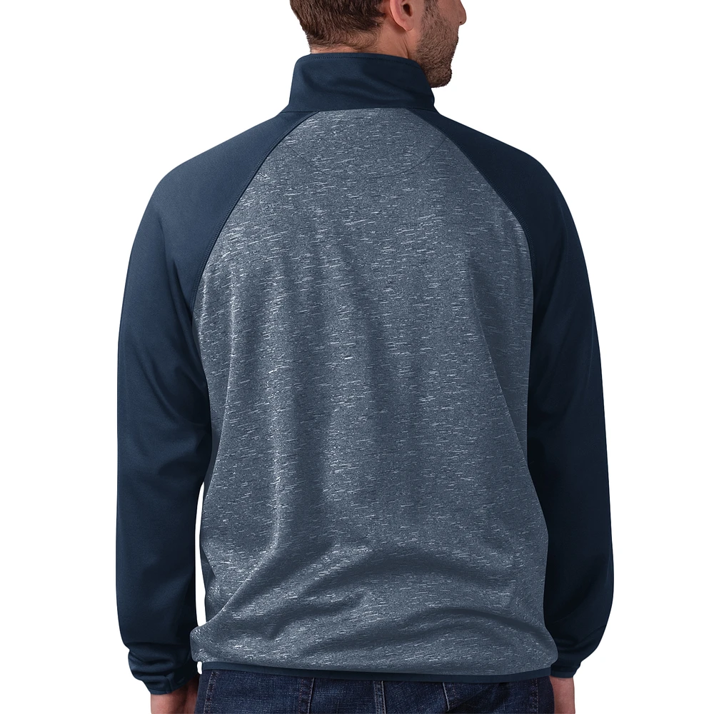 Men's G-III Sports by Carl Banks Deep Sea Blue Seattle Kraken Runners Raglan Full-Zip Track Jacket