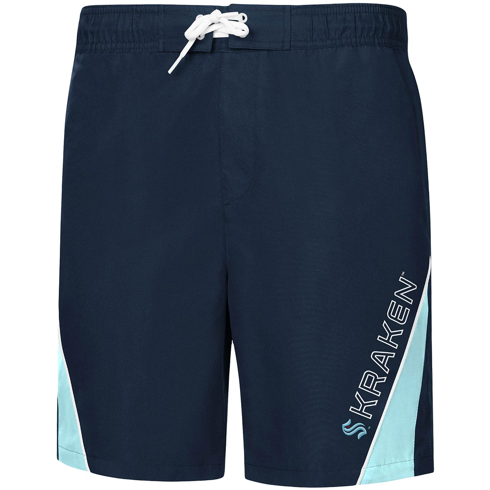 Men's G-III Sports by Carl Banks Deep Sea Blue Seattle Kraken Sunrise Volley Swim Shorts