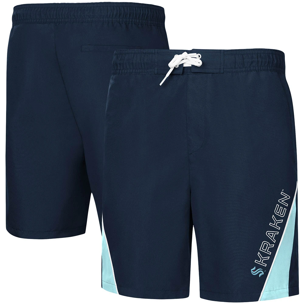 Short de bain G-III Sports by Carl Banks pour hommes, bleu profond, Seattle Kraken Sunrise Volley