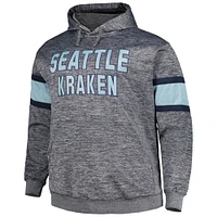 Men's Heather Charcoal Seattle Kraken Big & Tall Stripe Pullover Hoodie