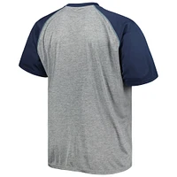 Men's Heather Gray Seattle Kraken Big & Tall Logo Raglan T-Shirt