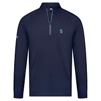Men's Levelwear Deep Blue Sea Seattle Kraken Theory Insignia Core Raglan Quarter-Zip Pullover Top