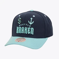 Casquette réglable noire Seattle Kraken All In 2.0 Pro Crown pour hommes Mitchell & Ness