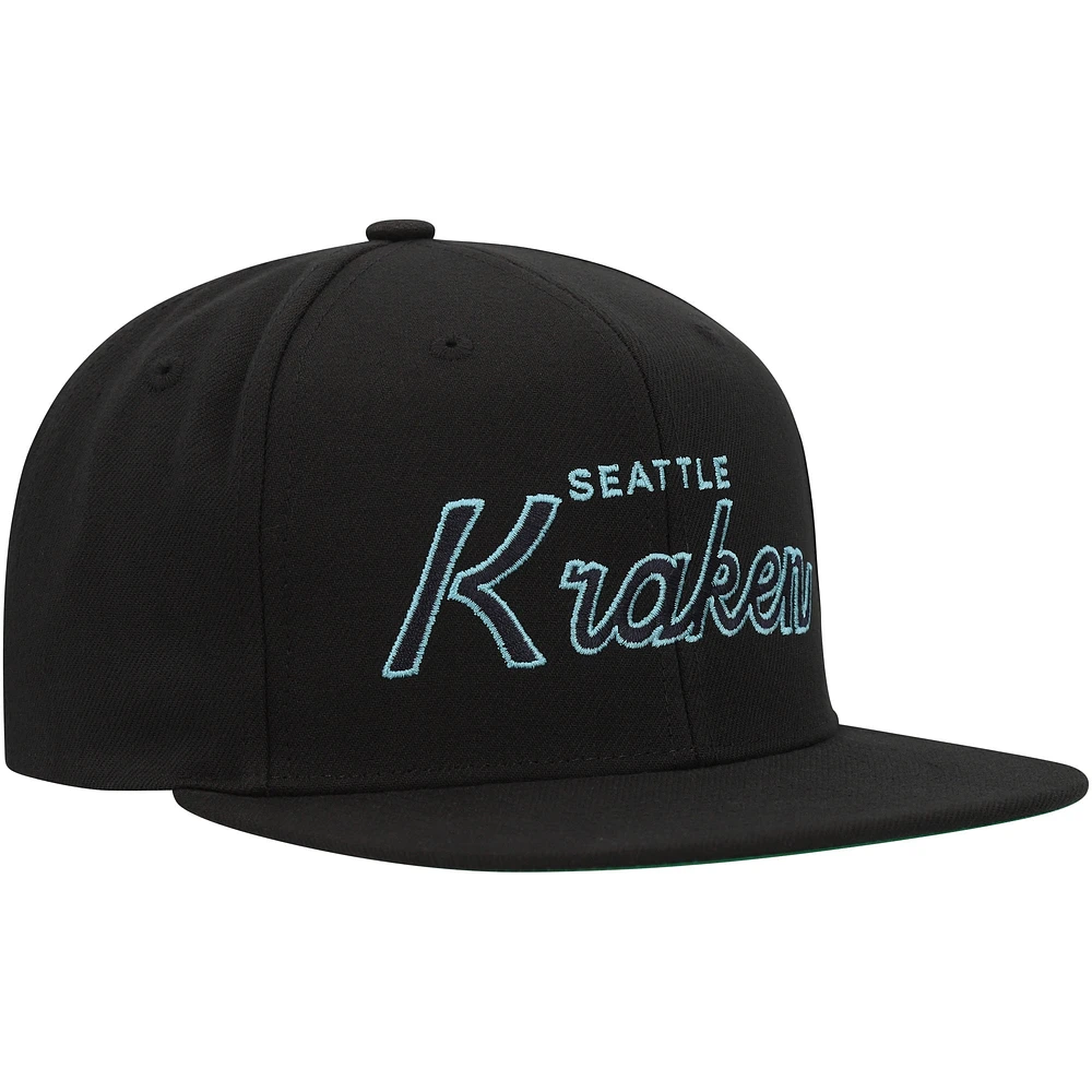 Casquette Snapback Seattle Kraken Core Team Script 2.0 noire Mitchell & Ness pour hommes