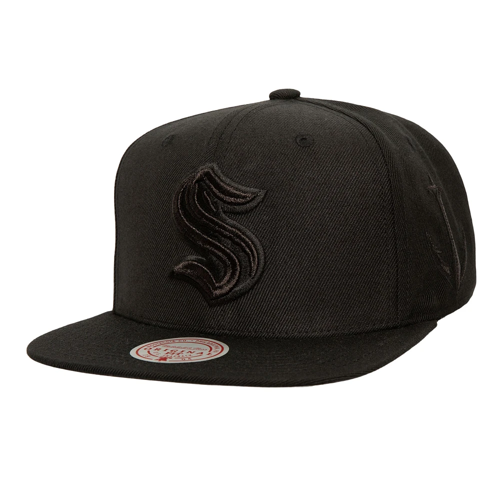 Casquette snapback ton sur ton Seattle Kraken Soul Strike noire Mitchell & Ness pour homme