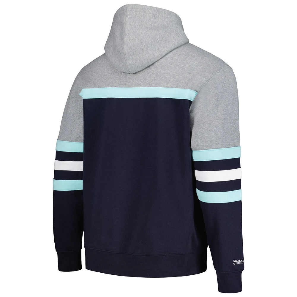 Sweat à capuche Mitchell & Ness Deep Sea bleu/gris Seattle Kraken Head Coach pour hommes