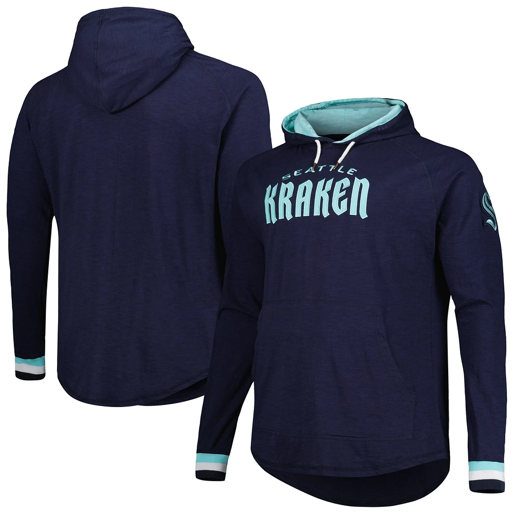 Men's Mitchell & Ness Deep Sea Blue Seattle Kraken Big Tall Legendary Raglan Pullover Hoodie