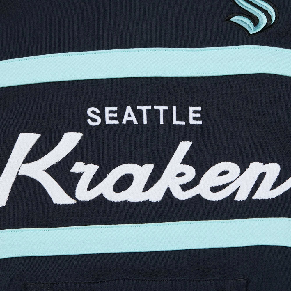 Men's Mitchell & Ness Deep Sea Blue Seattle Kraken Head Coach Pullover Hoodie