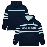 Men's Mitchell & Ness Deep Sea Blue Seattle Kraken Head Coach Slogan Pullover Hoodie