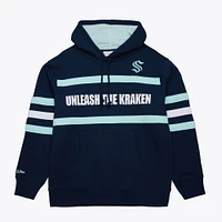 Sweat à capuche pour homme Mitchell & Ness Deep Sea Blue avec slogan de l'entraîneur-chef du Seattle Kraken