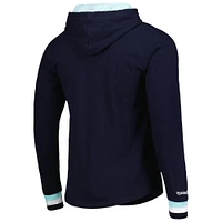 T-shirt à capuche manches longues pour hommes Mitchell & Ness Deep Sea Blue Seattle Kraken Legendary Slub