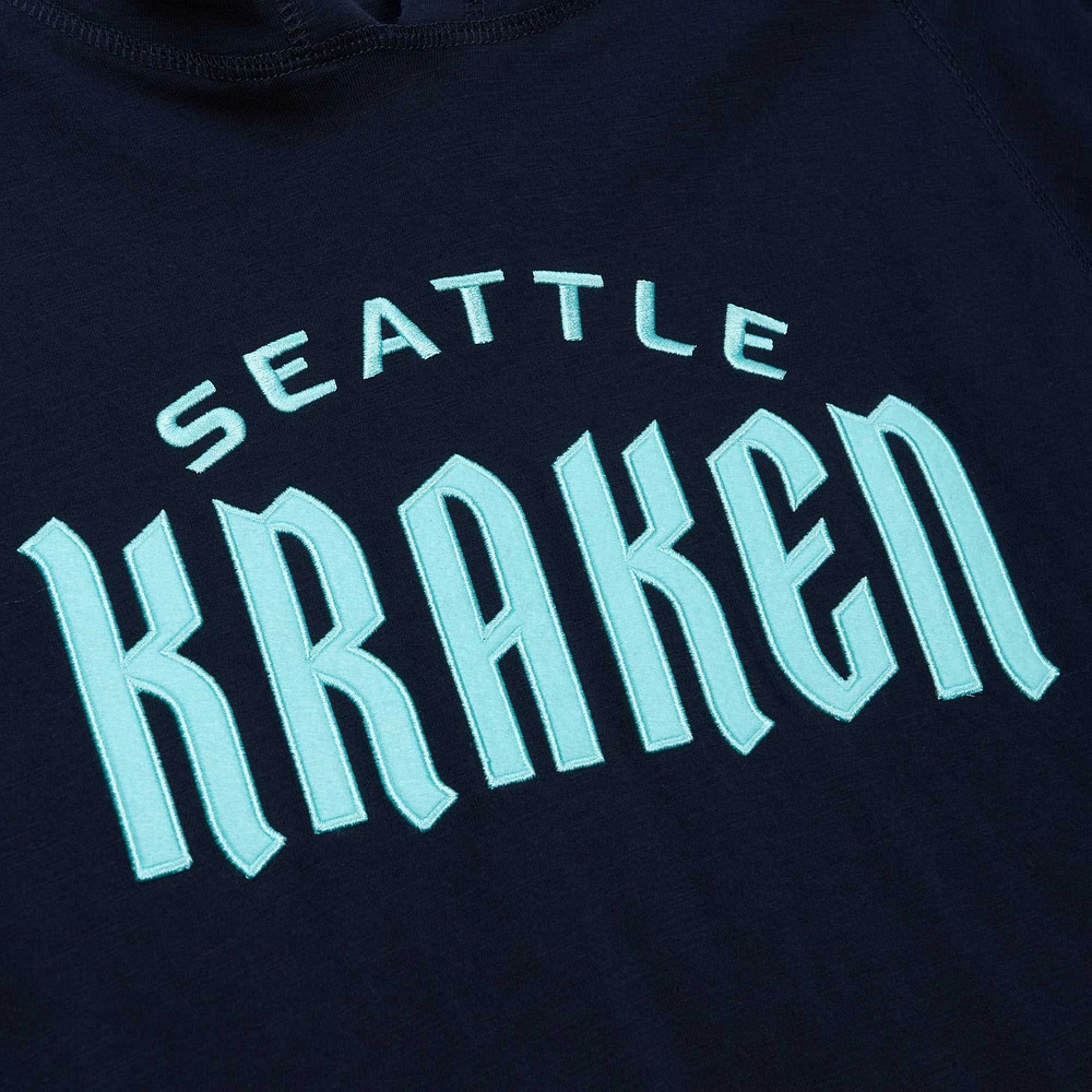 T-shirt à capuche manches longues pour hommes Mitchell & Ness Deep Sea Blue Seattle Kraken Legendary Slub