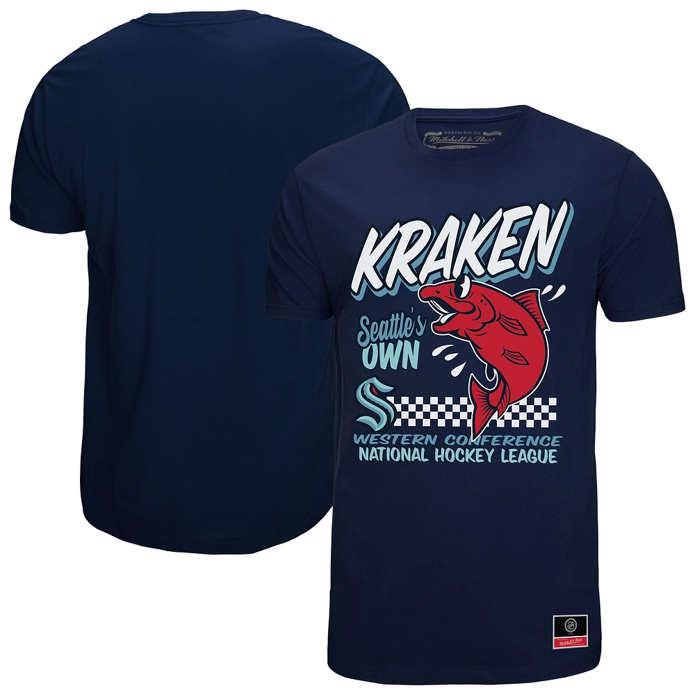 Men's Mitchell & Ness Deep Sea Blue Seattle Kraken Local Food T-Shirt