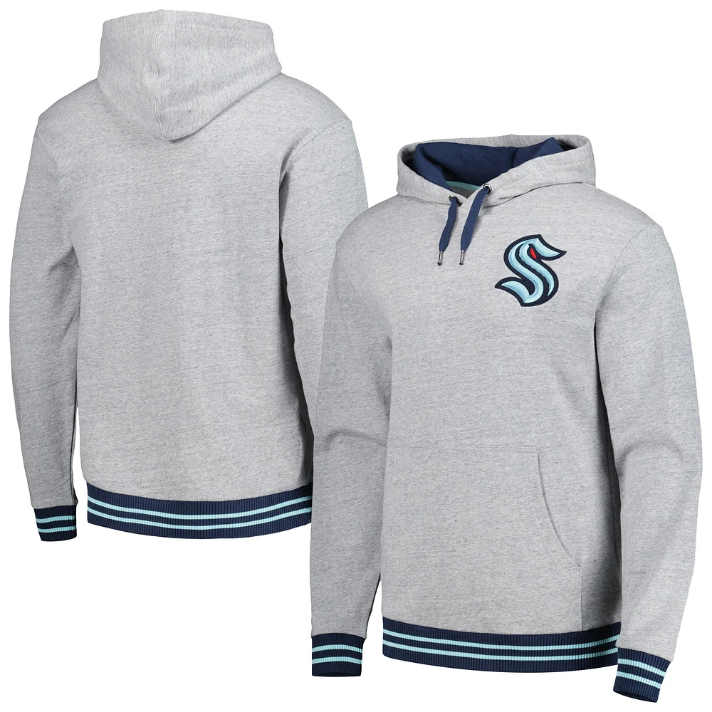 Men's Mitchell & Ness  Heather Gray Seattle Kraken Classic French Terry Pullover Hoodie