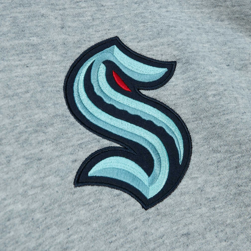 Sweat à capuche classique en tissu éponge Seattle Kraken Mitchell & Ness gris chiné pour hommes