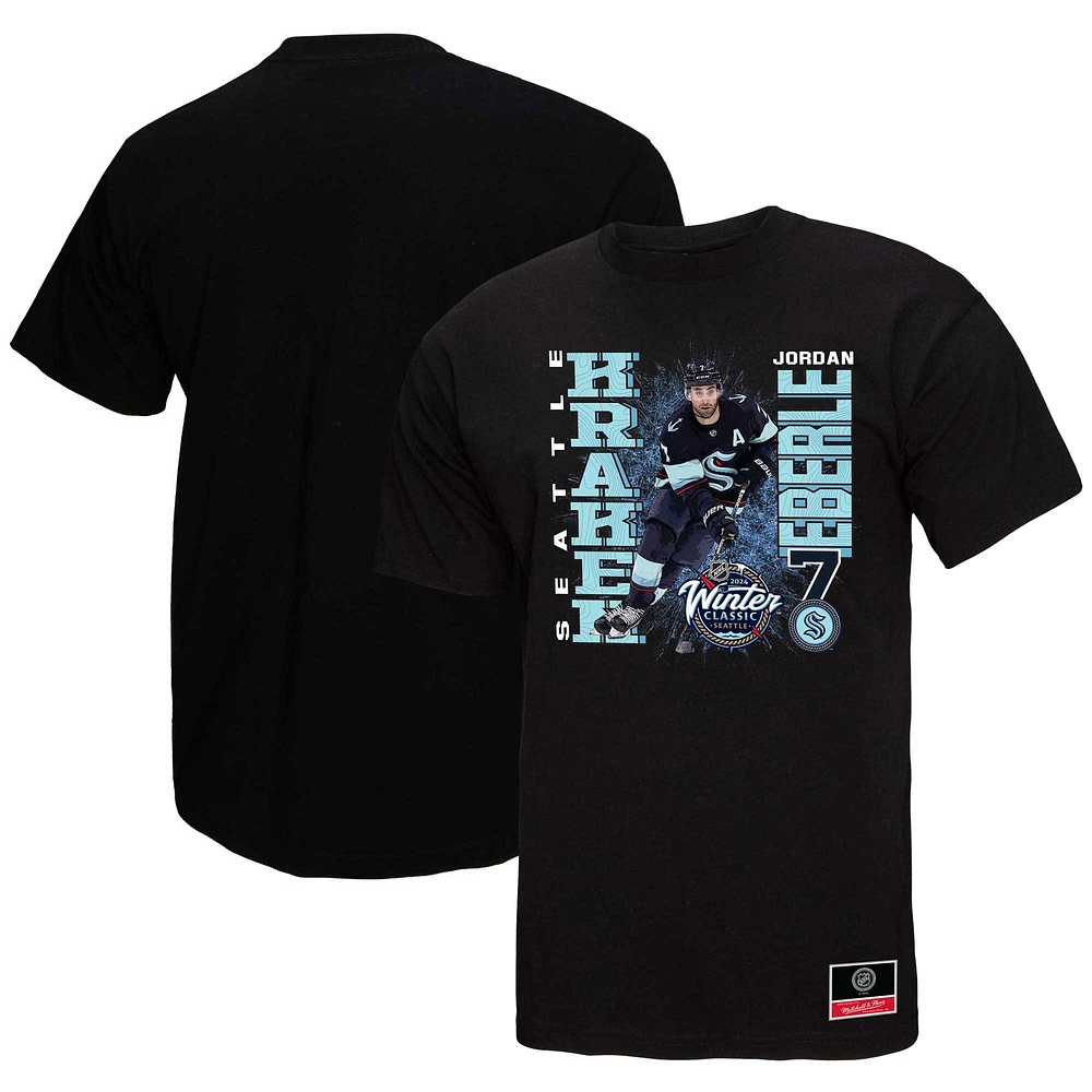 T-shirt graphique Mitchell & Ness Jordan Eberle noir Seattle Kraken 2024 NHL Winter Classic Player pour hommes