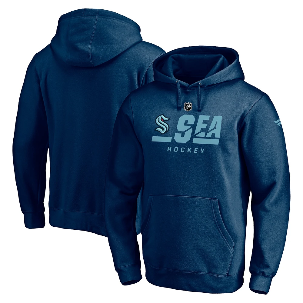 Sweat à capuche avec logo secondaire authentique Seattle Kraken pour homme bleu marine