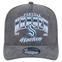 Men's New Era  Charcoal Seattle Kraken Throwback Washed A-Frame Pre-Curved 9FIFTY Snapback Hat