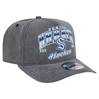 Men's New Era  Charcoal Seattle Kraken Throwback Washed A-Frame Pre-Curved 9FIFTY Snapback Hat